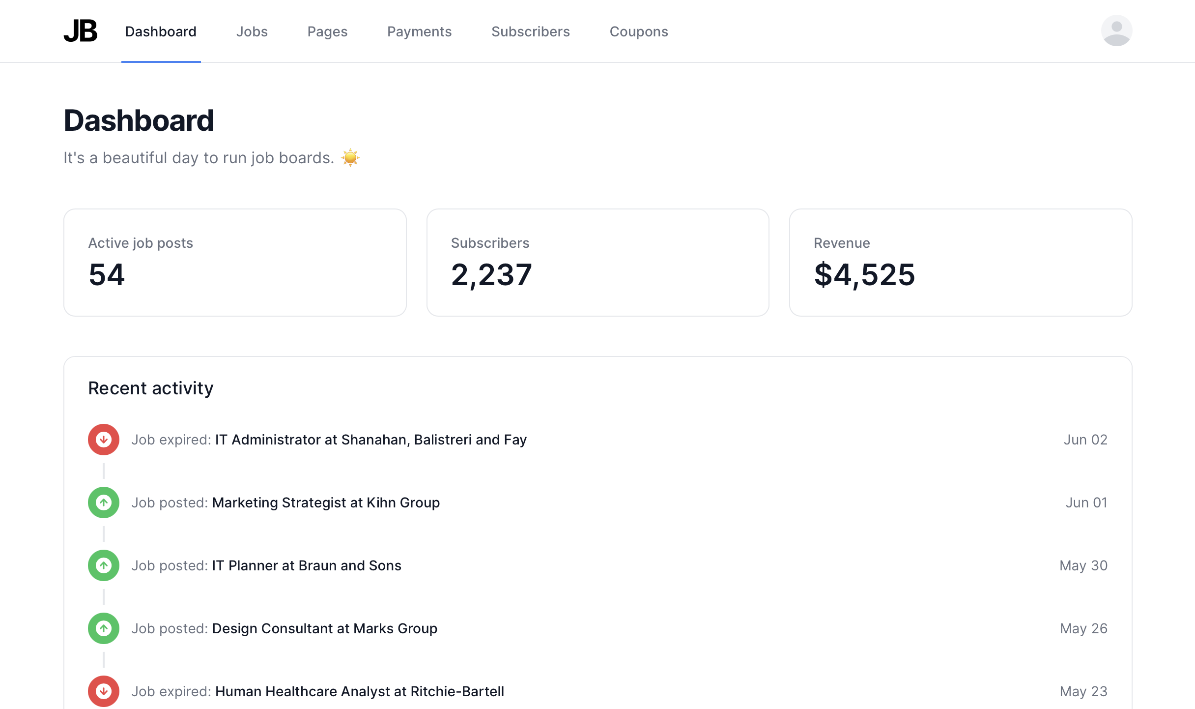 screenshot of Job Boardly